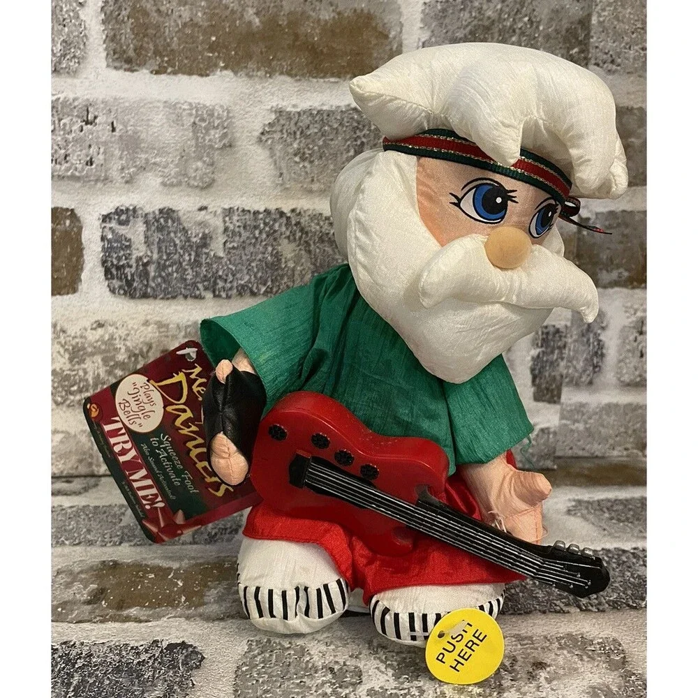 Gemmy Merry Music Dancers Santa Plays Jingle Bells Guitar Hippie Santa NWT 2000